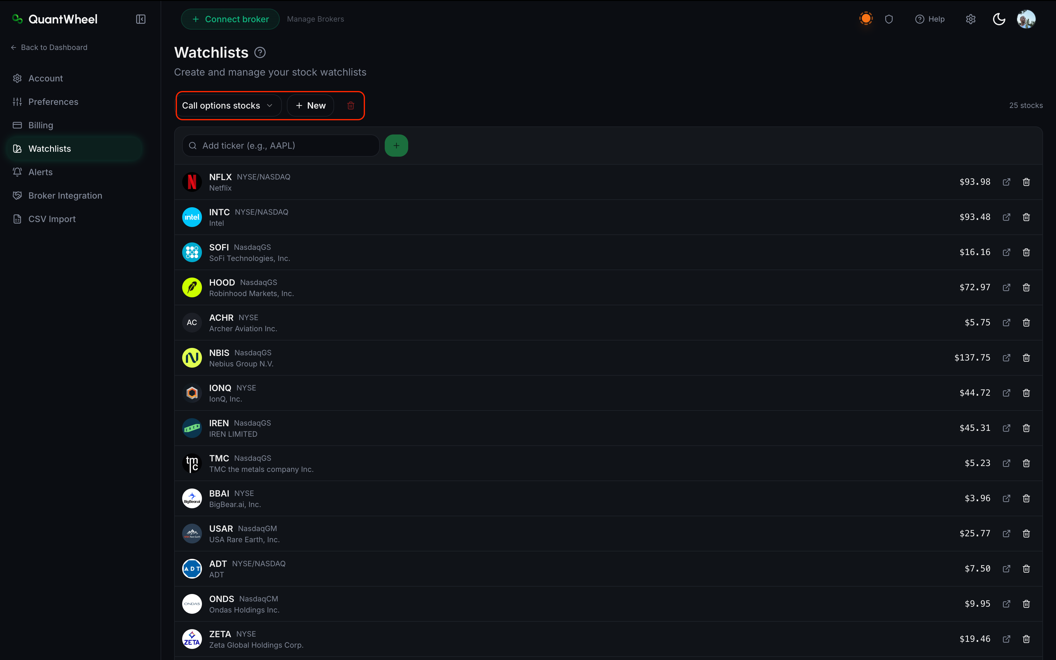 manage watchlists step 3