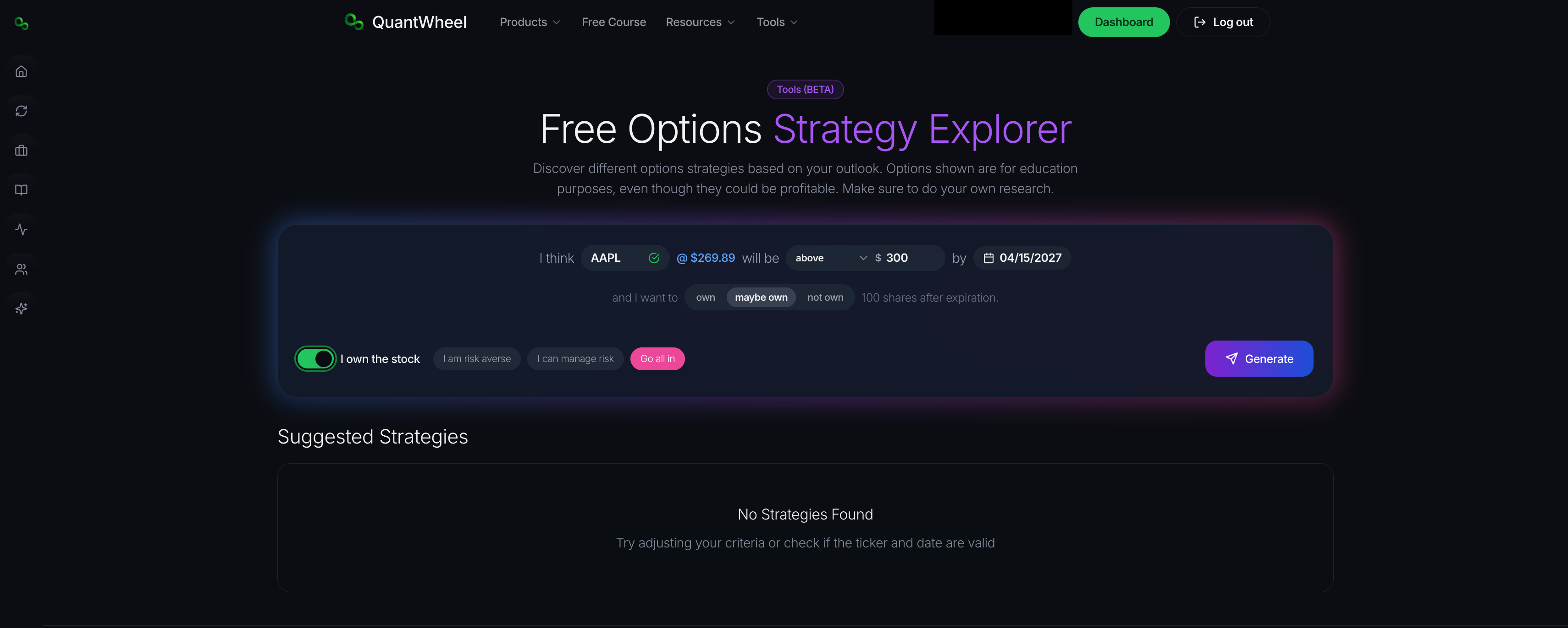 strategy explored tool for options trading quantwheel