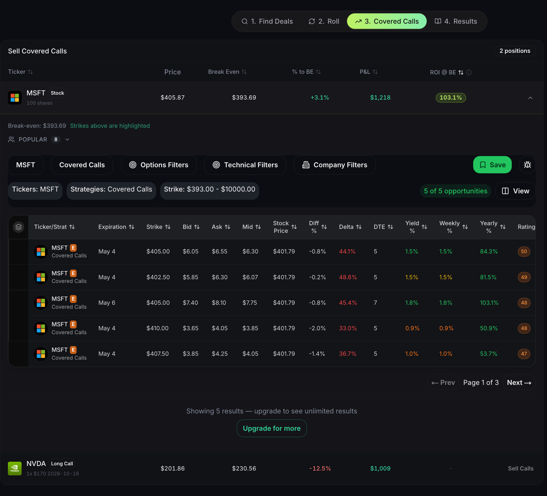 sell covered calls step 2 expanded