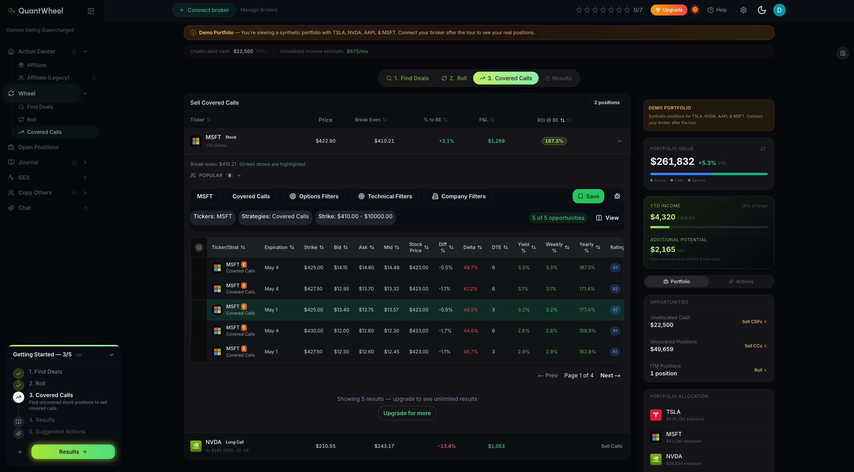 tool for finding covered calls   quantwheel