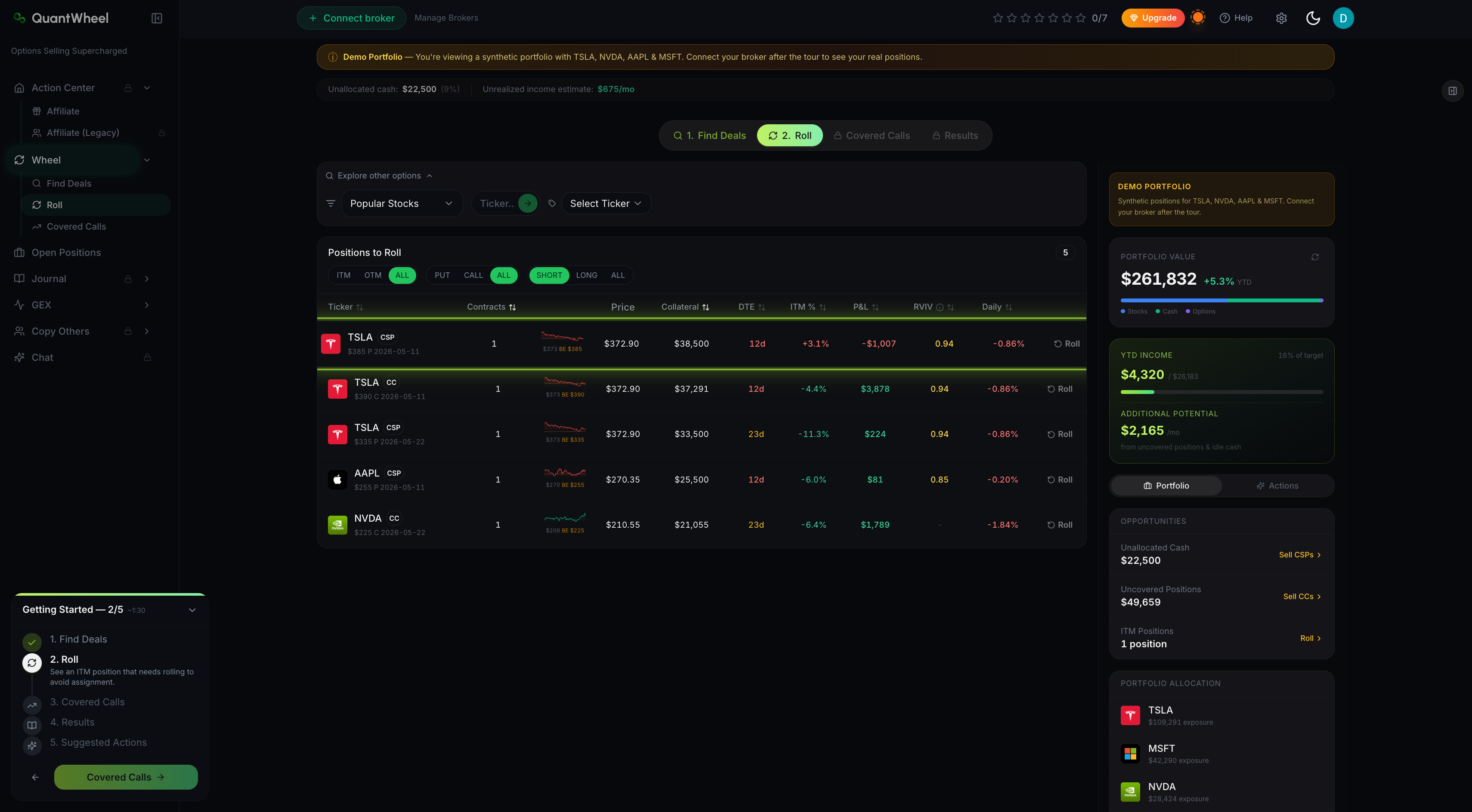 tool for rolling trades   quantwheel