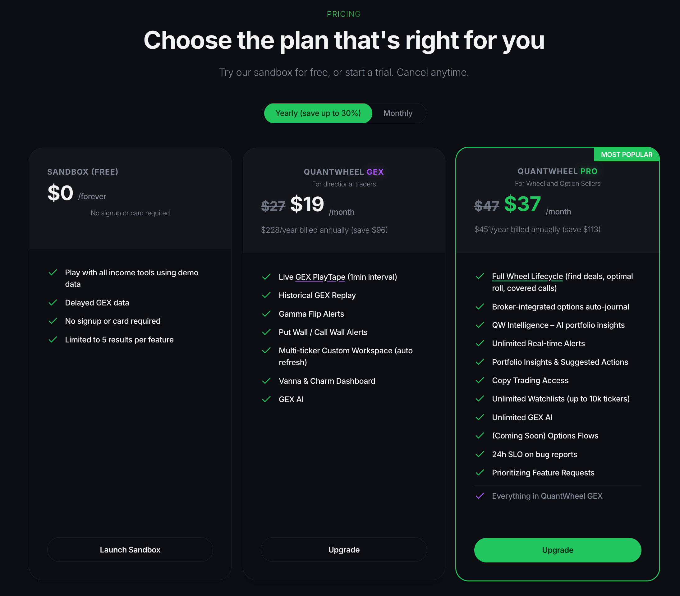 plans illustration pricing quantwheel