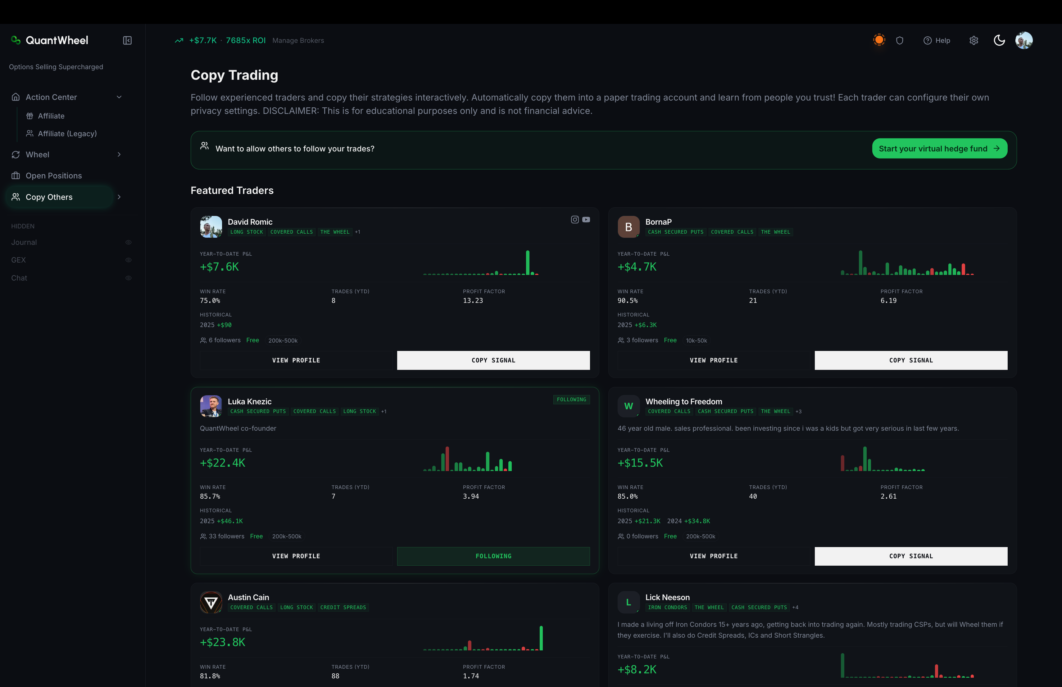 follow a featured trader step 1